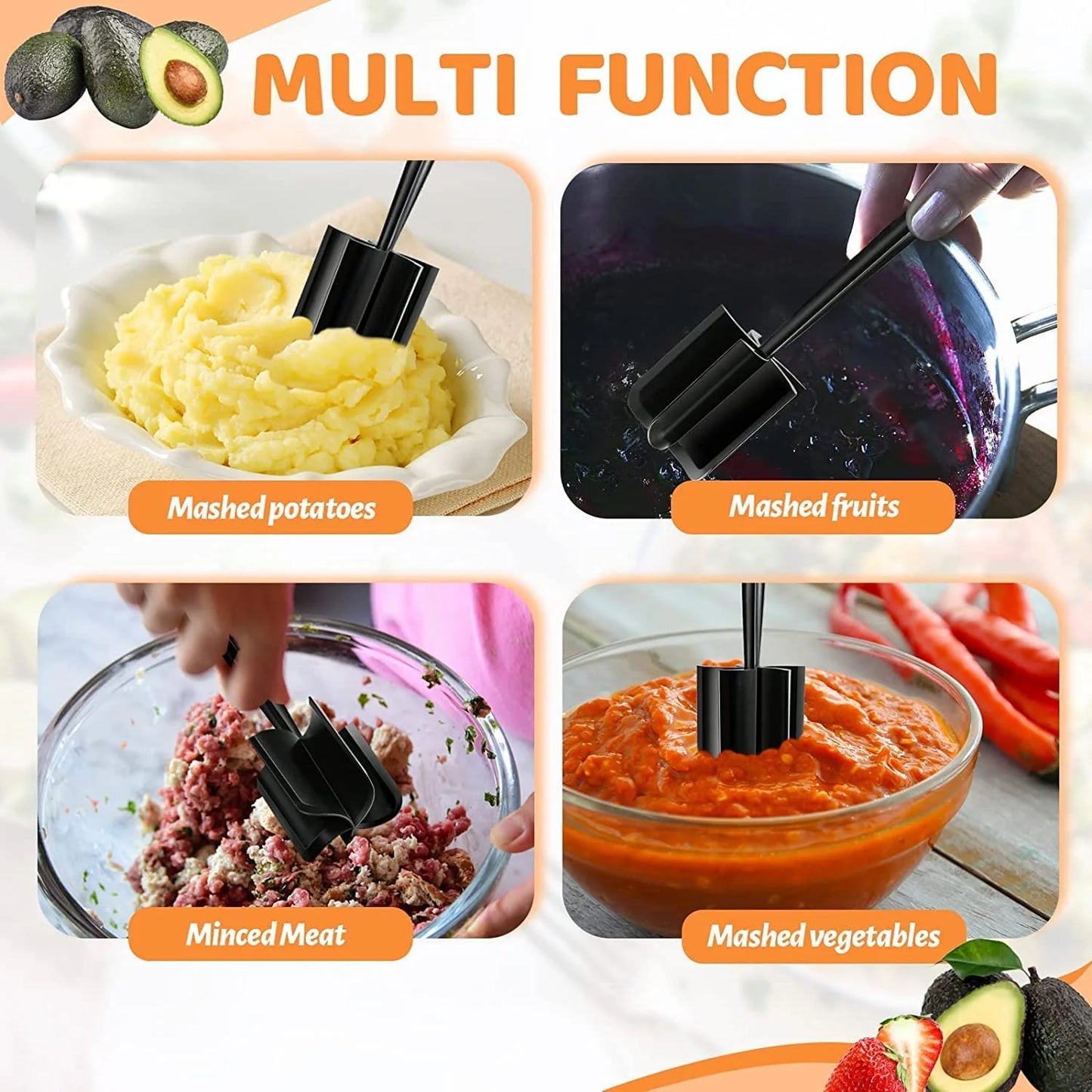 Meat Chopper, Hamburger Chopper, Potato Masher-Professional Multifunctional