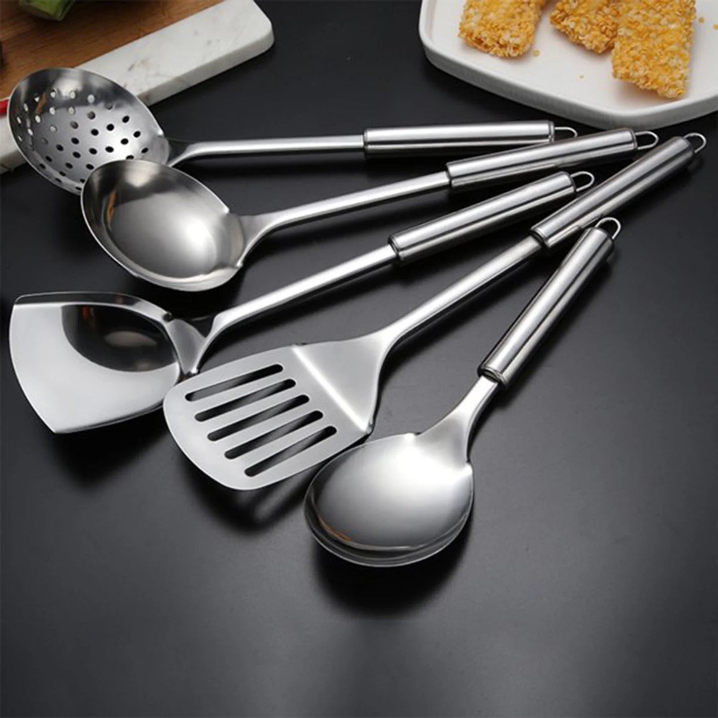 Hgehaz Silverware Set 5Pcs/Set Stainless Steel Kitchen Cooking Tools Utensil Set Spatula Spoon Scoop