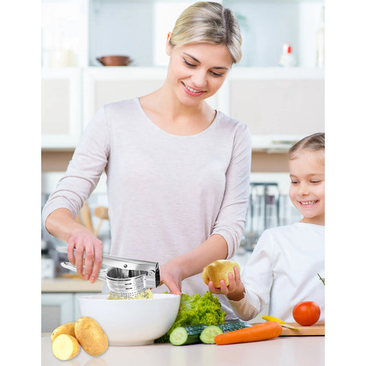 Fixdono Potato Ricer, Stainless Steel Potato Masher, Fruit and Vegetables Press Kitchen Tool, 15oz